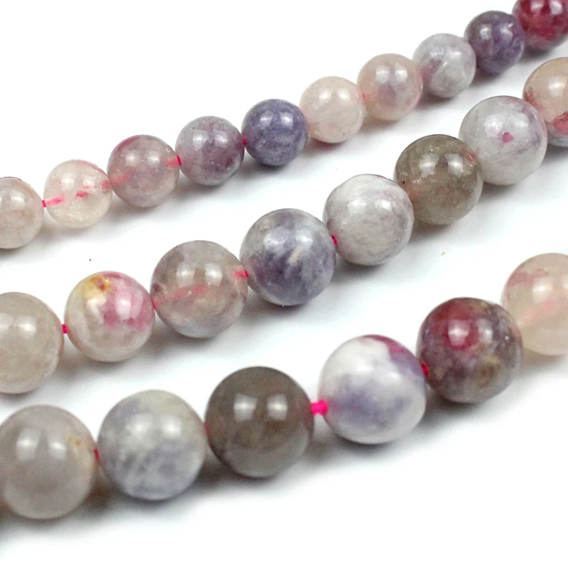 Круглые Бусины Из Натурального Розового турмалина каменные бусины-разделители 6