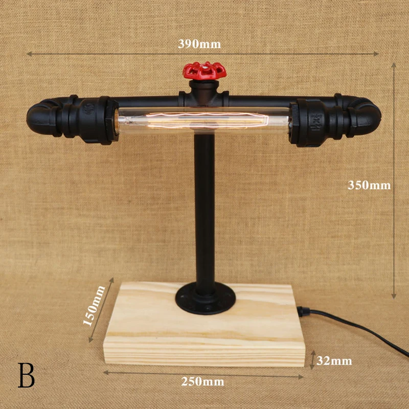 Современная промышленная деревянная настольная лампа с паровой трубкой в стиле