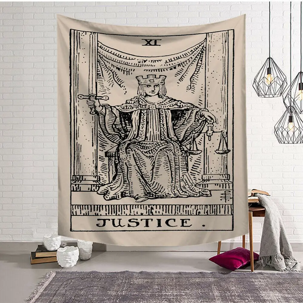 

Indian Wall Hanging Tapestry Tarot Card Justice Bedspread Throw Cover