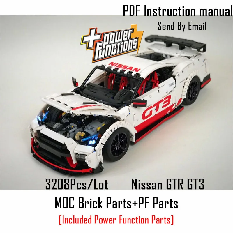 Bricks and PF Parts 3208 шт. Technic MOC гоночный автомобиль Nissan технология MOC-25326 Кирпичи Модель Строительные Конструкторы игрушки подарок для мальчиков - Цвет: Bricks and PF Parts