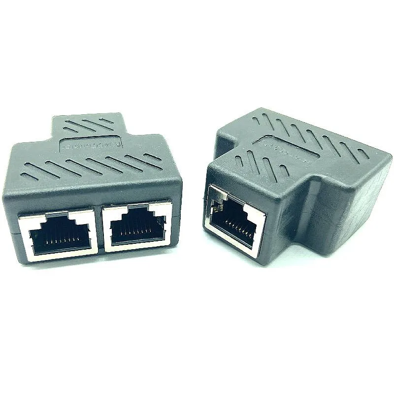 

5pcs hernet LAN Dual Port Plug 1 To 2 RJ45 Splitter Network Adapter Connectors Split Cable Networks Extender Expansion Connector