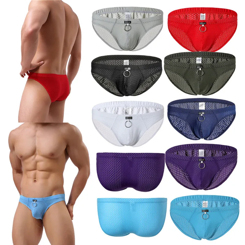 Трусы брифы мужские сетчатые с мешочком для пениса дышащие трусы заниженной