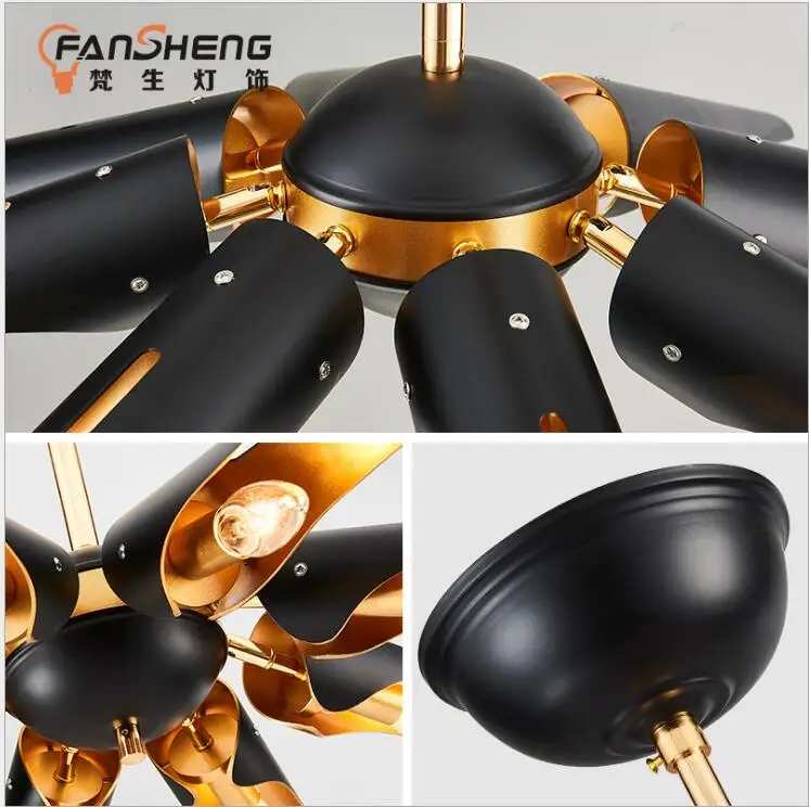 Post-modern metal diagonal aluminum tube creative 5 chandeliers American industrial style living room villa dining study li | Лампы и
