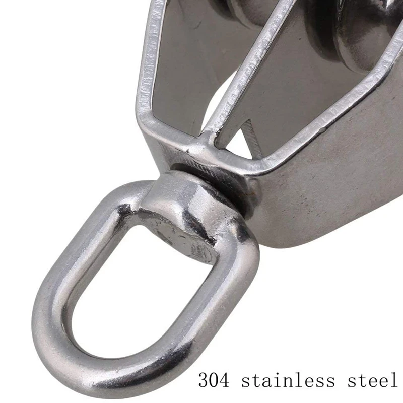 

1 Piece M32 Pulley, Pulley Block in Stainless Steel 304,Lifting Crane Swivel Hook Bearing,Shells Pulley Roller for Ropes