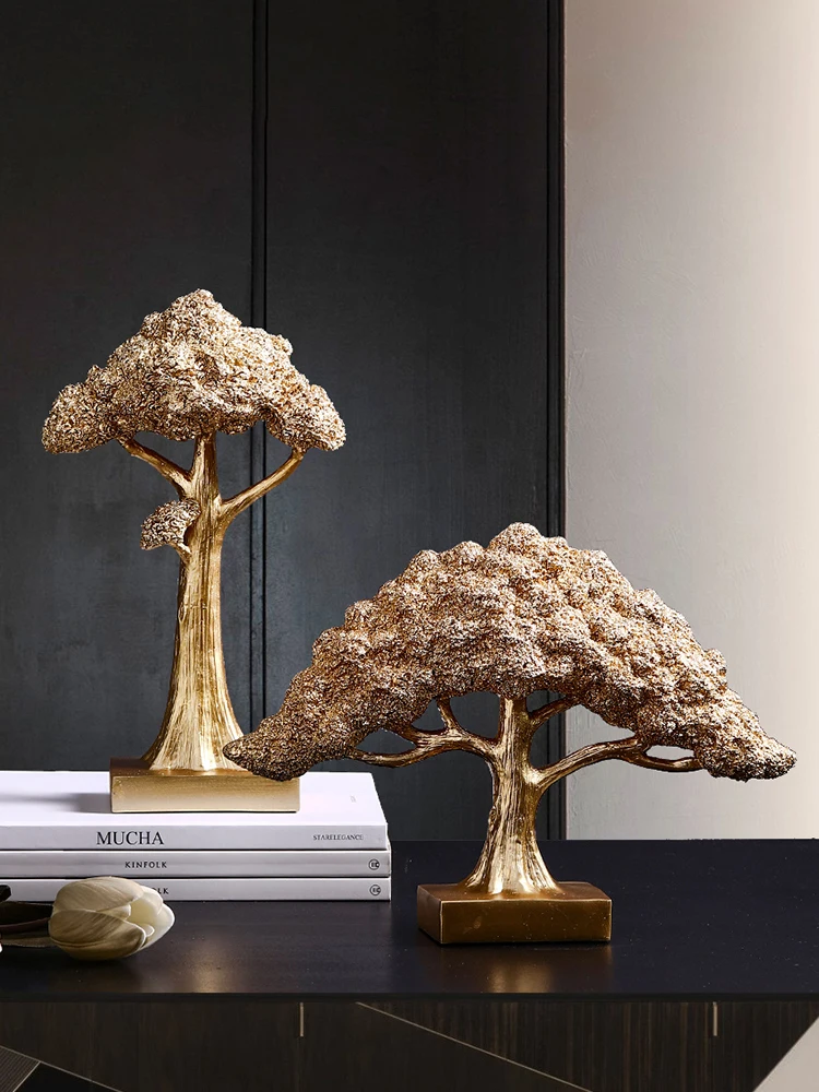 

New Creative Resin Sculpture Crafts Auspicious Tree Model Living Room Ornaments Nordic Style Home Decoration Accessories