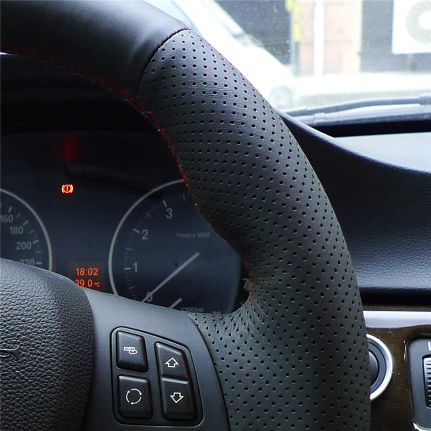 MEWANT черный чехол рулевого колеса автомобиля из искусственной кожи для BMW M Sport M3 E90