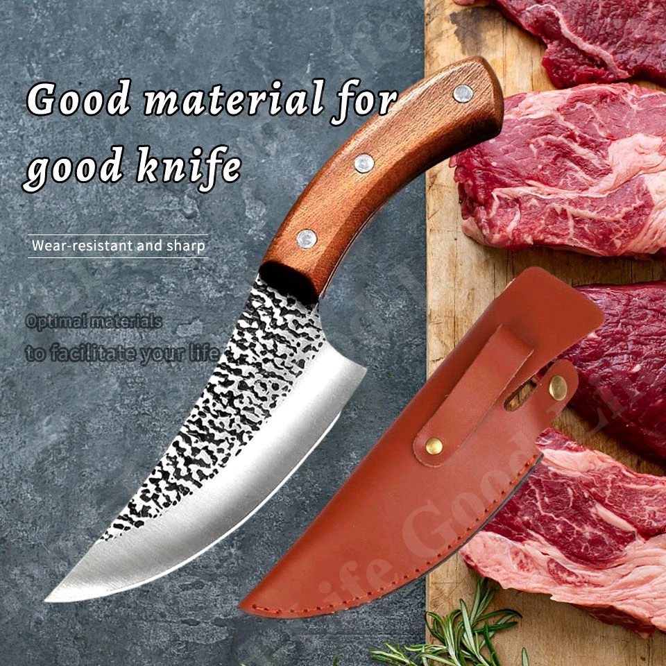 

STAINLESS STEEL Kitchen Knife Hand Forged Hammer Pattern Chef Knife Chop and Slice Knives Cover Boning Meat Cleaver