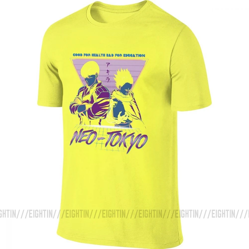 Мужская куртка Akira, футболки, манга, Kaneda, Vaporwave, спереди, сзади, две стороны, хлопок, повседневная, короткий рукав, футболка, Новое поступление, футболка - Цвет: Цвет: желтый