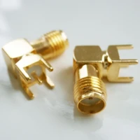 1x pcs rf connector sma female jack 90 degree right angle solder square pcb mount plug brass gold plated
