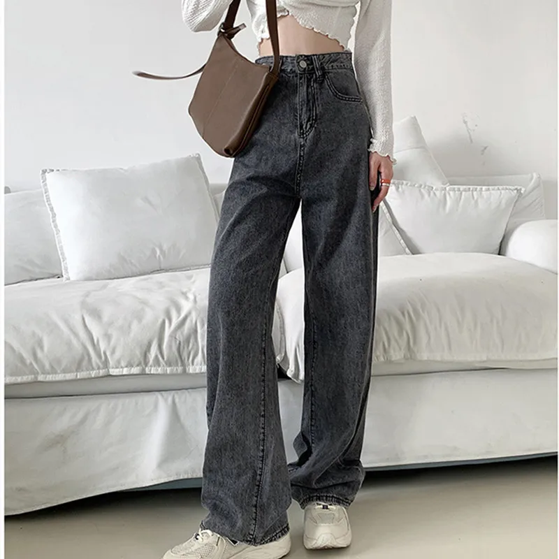 

Woman Jeans High Waist Clothes Wide Leg Denim Clothing Blue Streetwear Vintage Quality 2021 Fashion Harajuku Straight Pants