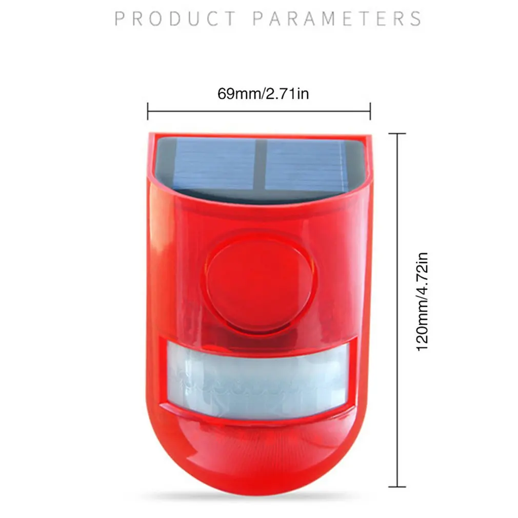 

Solar Sound Alert Flash Warning 110 Decibels Sound & Light Alarm Motion Sensor Siren Strobe Security Alarm System for Farm