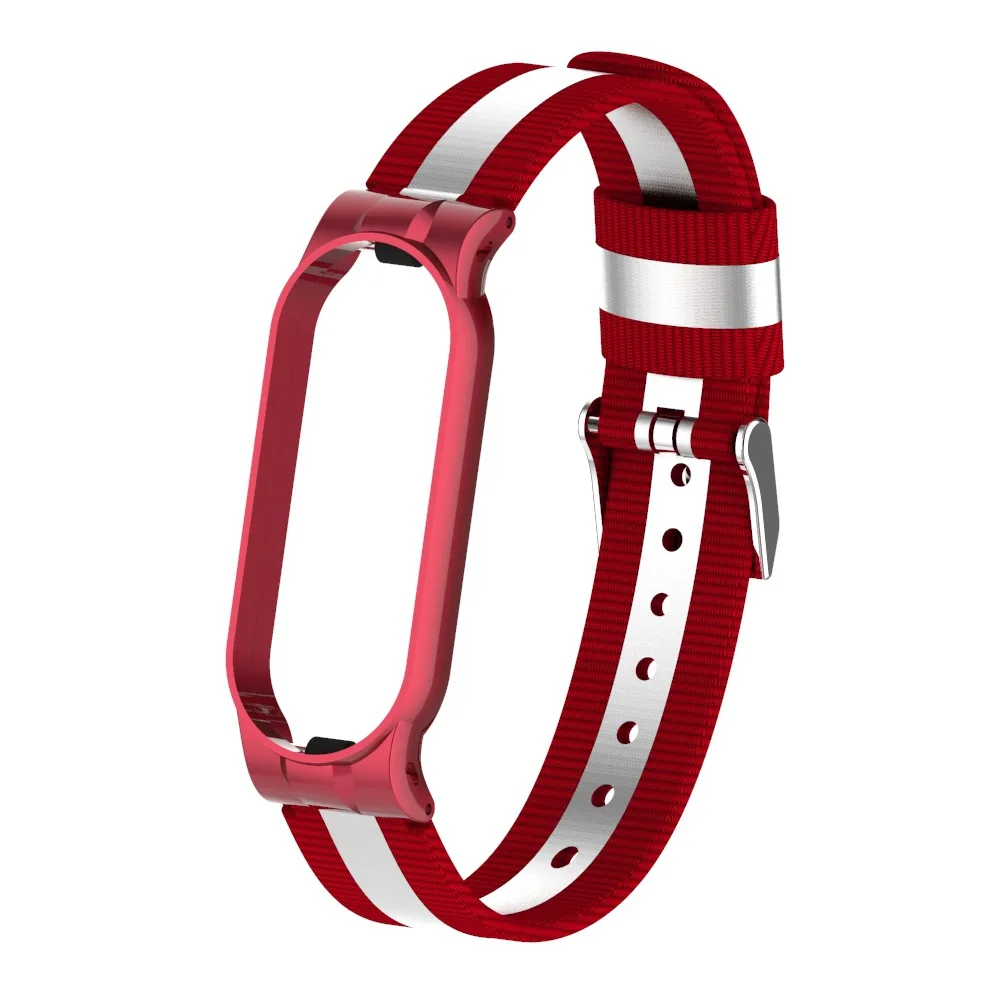 

For Miband 5 4 3 Stainless Steel Fashion Reflective Nylon Watch Band Smart Bracelet Watch Strap Suitable For Xiaomi Mi Band 5 4