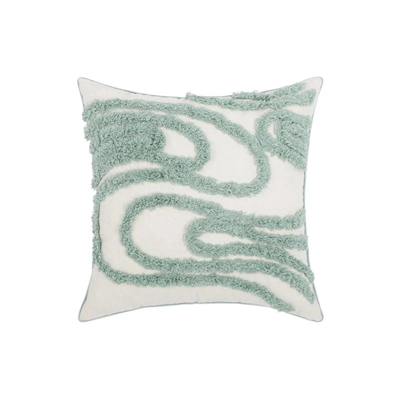 

Зеленая стеганная подушка ручной работы для дивана, скандинавский домашний декор, подушка для гостиной, геометрический чехол