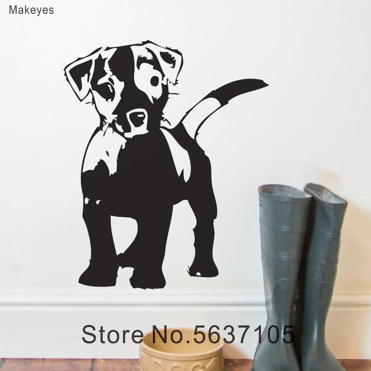 Makeyes Собака Щенок стикер на стену милый дизайн Настенная Наклейка с животными