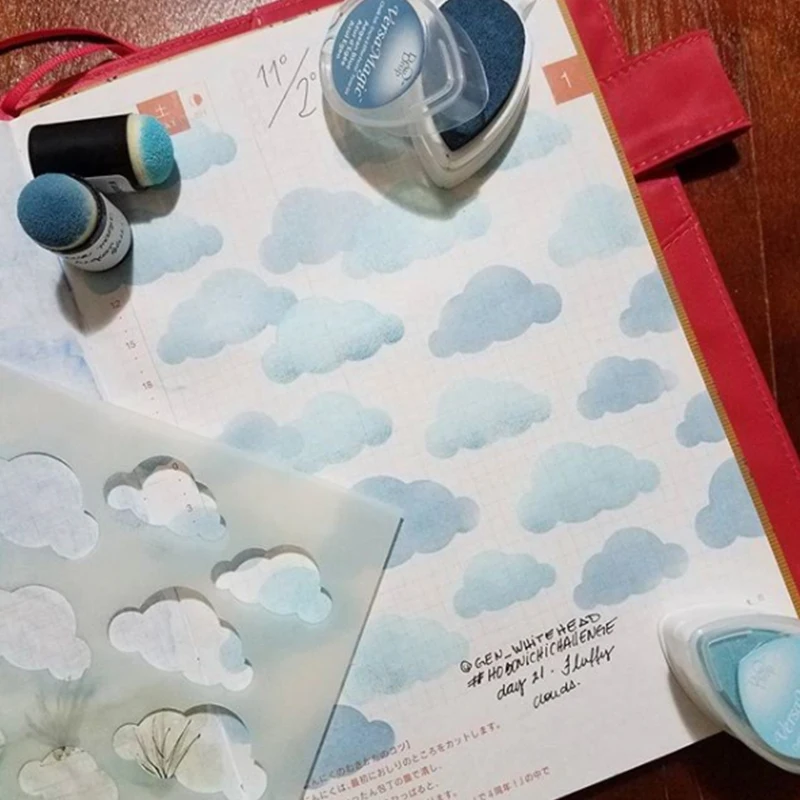 

Clouds Balloons Background Plastic Stencil For Scrapbooking Decorative Embossing DIY Cards Crafts Drawing Templates