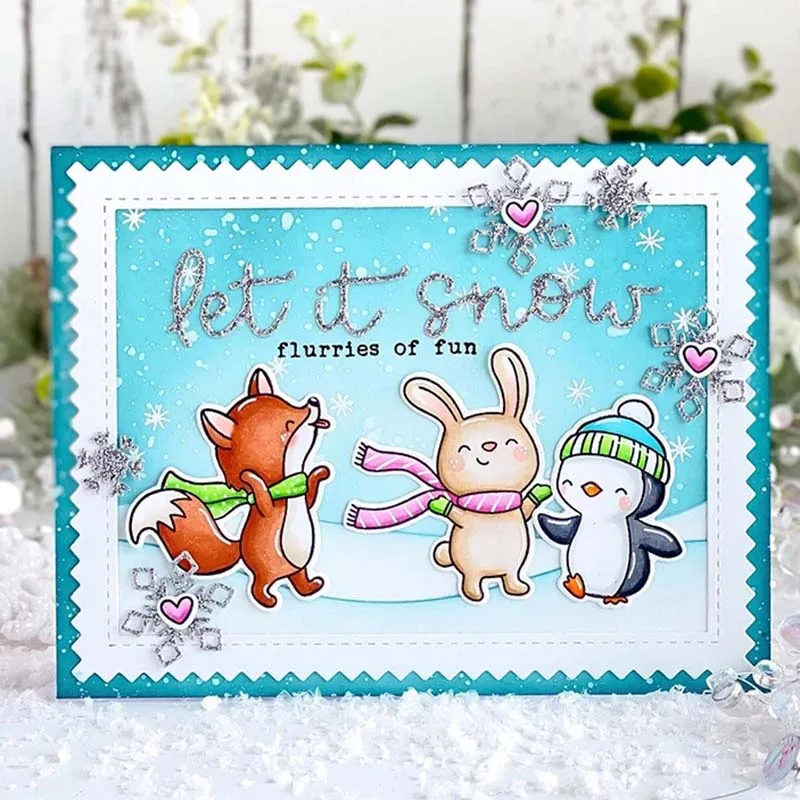 С рисунком пингвина и олень металлический Трафаретный вырубной штамп прозрачные