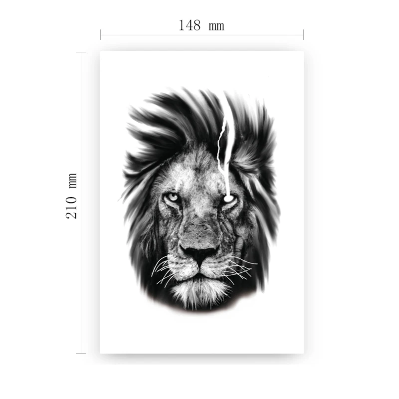 

Large Size Black Lion Head Eye Flash Tattoos for Men Stickers Body Arm Art Waterproof Temporary Tattoo Arm Fake Tatoos for Women