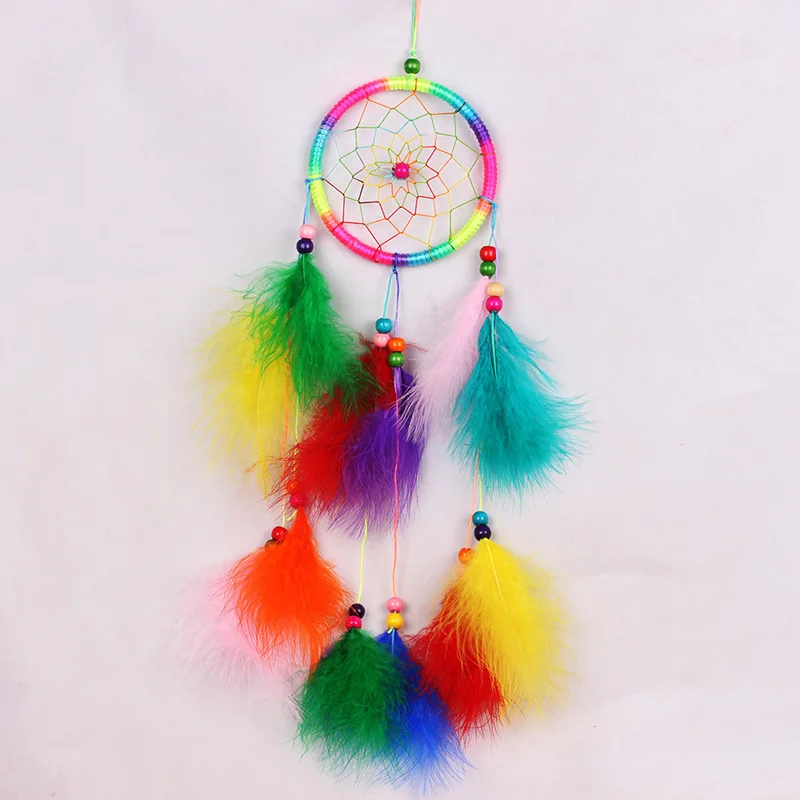 

Car Pendant Hand Made Dreamcatcher Creative Dream Lovely Romance Wind Chimes Natural Feathers Ornaments Rearview House Ornaments