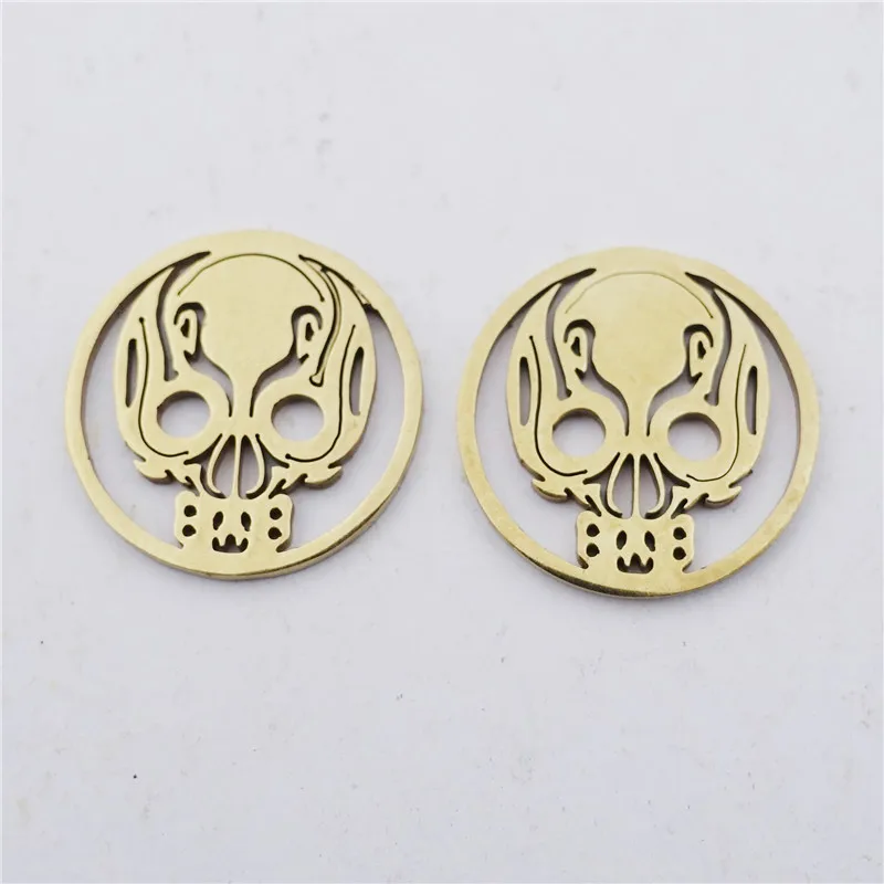 

5 Pieces Skull Tribal Halloween Scary Party Decoration Stainless Steel with Real Gold Plated Connectors Links Diy Bracelet Parts