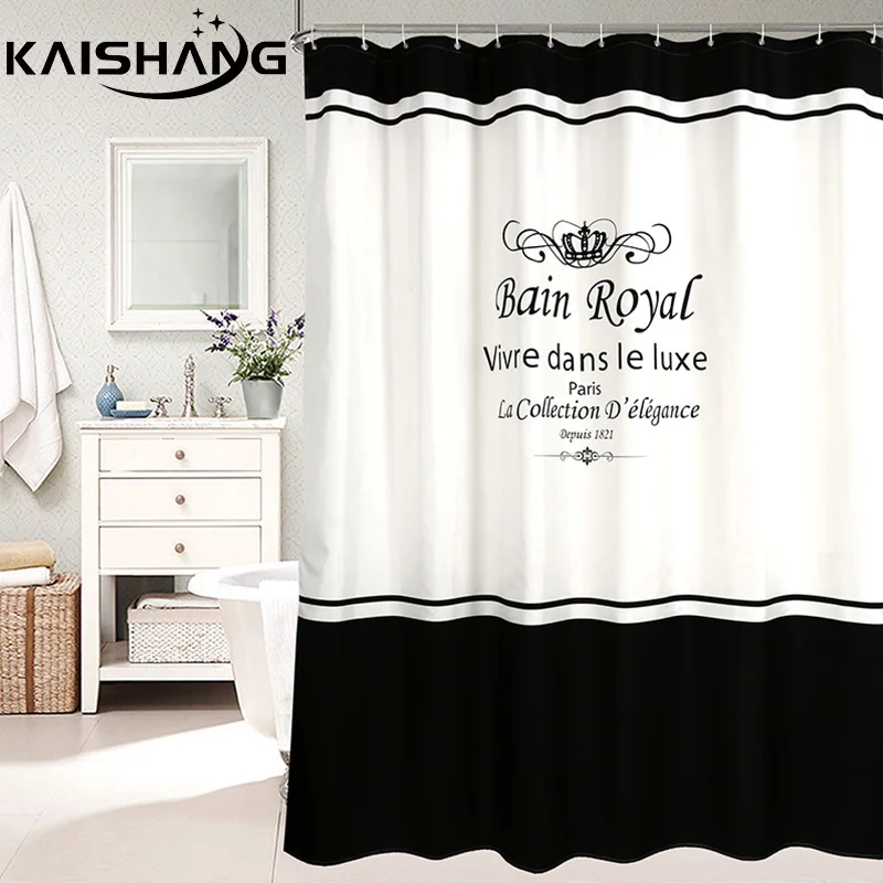 

k-water Apricot Striped Waterproof Polyester Fabric Bathroom Curtain Quality Shower Curtain Washable Skidproof Bath Accessories