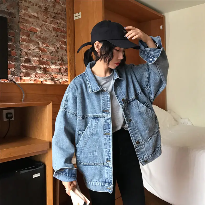 

2021 college style Denim Jacket Women's latest Korean loose simple retro Denim Jacket Women's coat