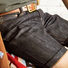 Джинсовые шорты DK-0003 Red Tornado, винтажные бермуды из сверхкачественного хлопка, с потертостями, цвета индиго, с застежкой, 14 Унций