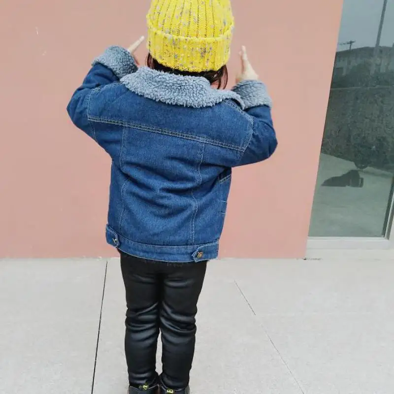 Куртка для девочек Одежда маленьких зимняя джинсовая куртка пальто детей