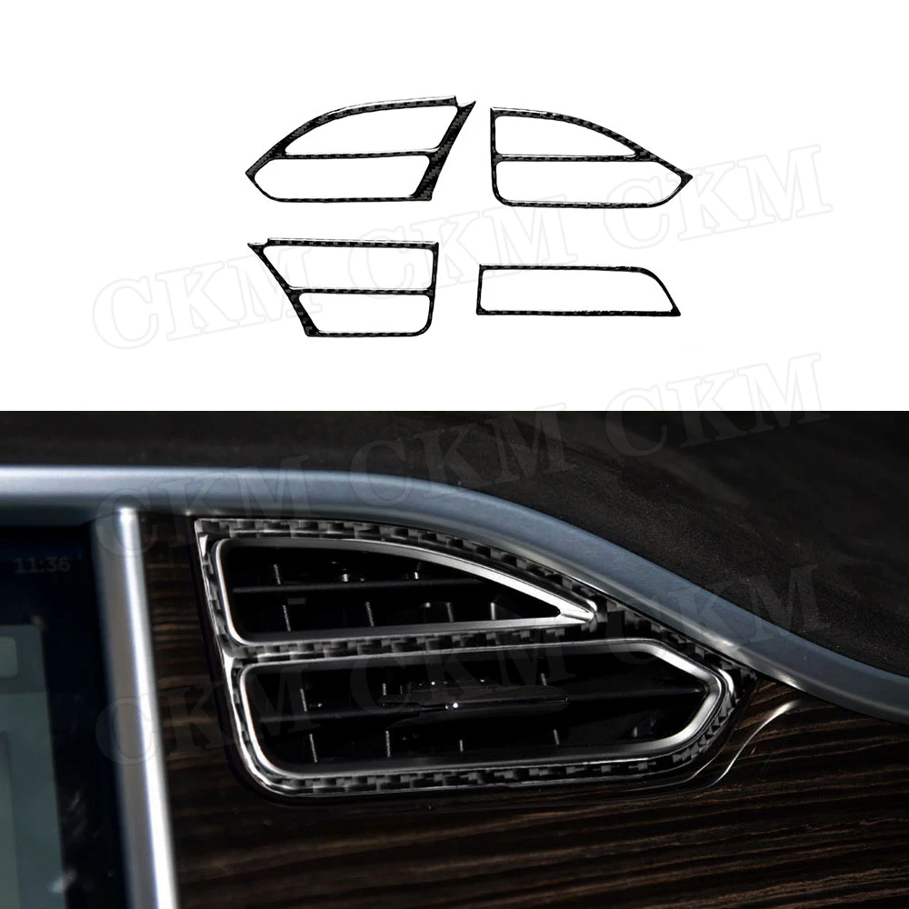 

Carbon Fiber Central Console Instrument Air Vent outlet Trim Cover Stickers For Tesla Model X 2014-2019 Car Styling