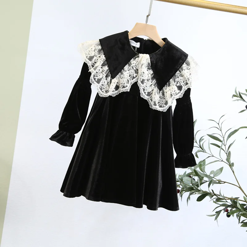 Платье для девочек осень-зима 2019 новая иностранная детская одежда Золотое