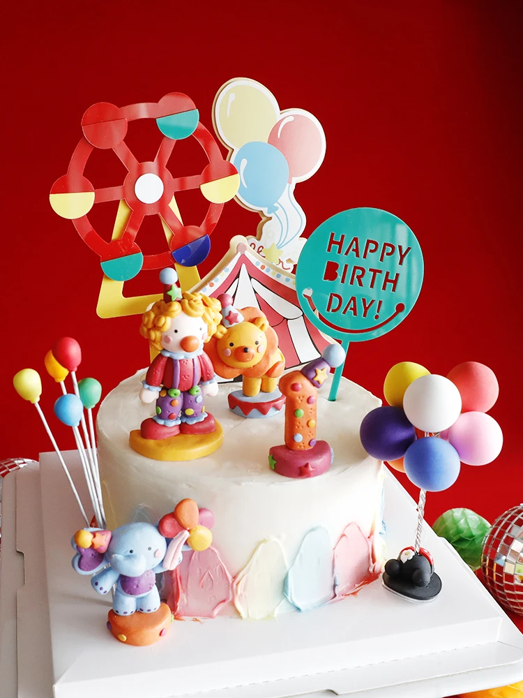 Цирковые украшения на день рождения топпер для торта клоун слон лев цирк