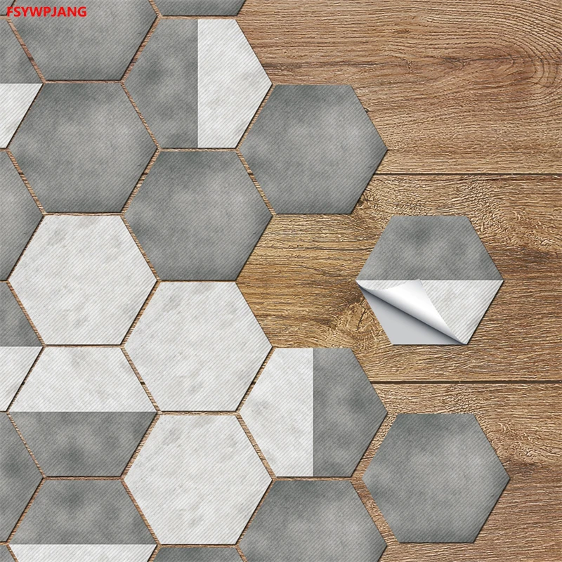 

100 шт Нескользящие наклейки из ПВХ наклейки для ванной плитки стены самоклеящиеся обои украшение для пола шестиугольные наклейки для пола