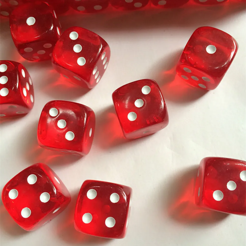 

60pcs/pack Colors Acrylic Dice 18mm Transparent Red Round Corner High Quality Boutique Game Dice