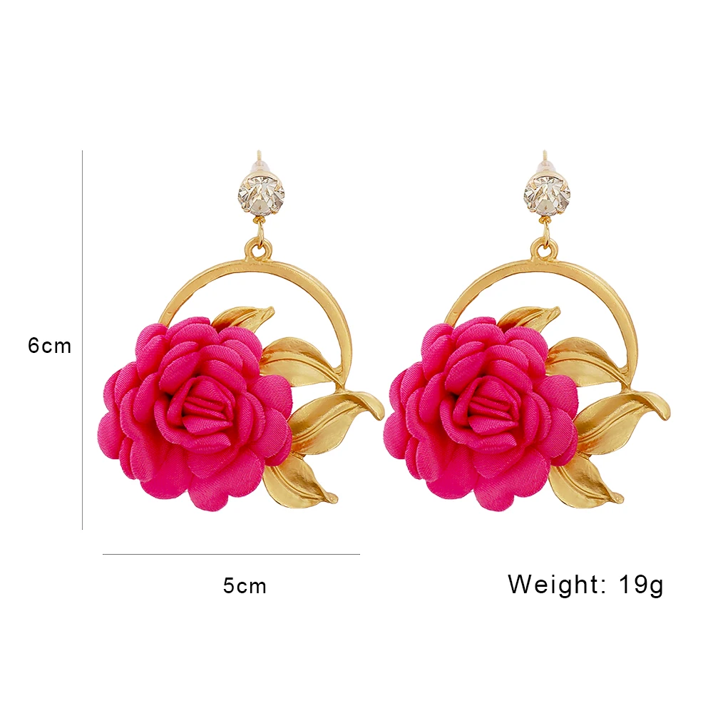 

Fashion Metal Gold Plated Hoop Flower Earrings Multicolored Gorgeous Drop Earrings Women for Summer Dress