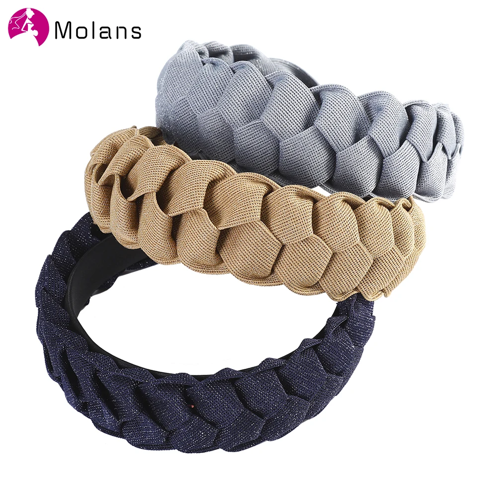 Molan однотонная косичка из ткани повязка на голову для женщин полосы обруча волос