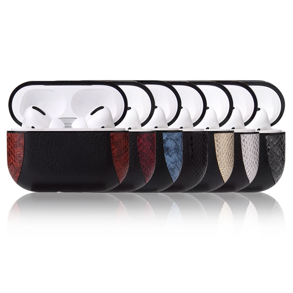 Кожаный чехол для наушников Airpods Pro из искусственной кожи с рисунком Crazy Horse и змеи