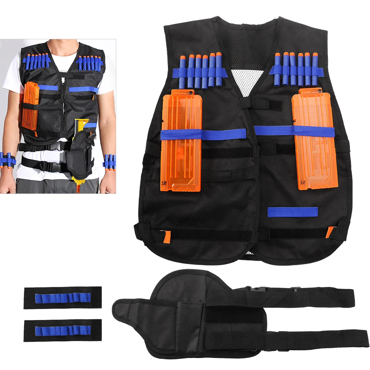 

NUOLUX Vest Kit for Guns Series + 20pcs Hollow Bullets + 2pcs Bullet Case + 1pcs Holder + 2pcs Bullet Wristbands