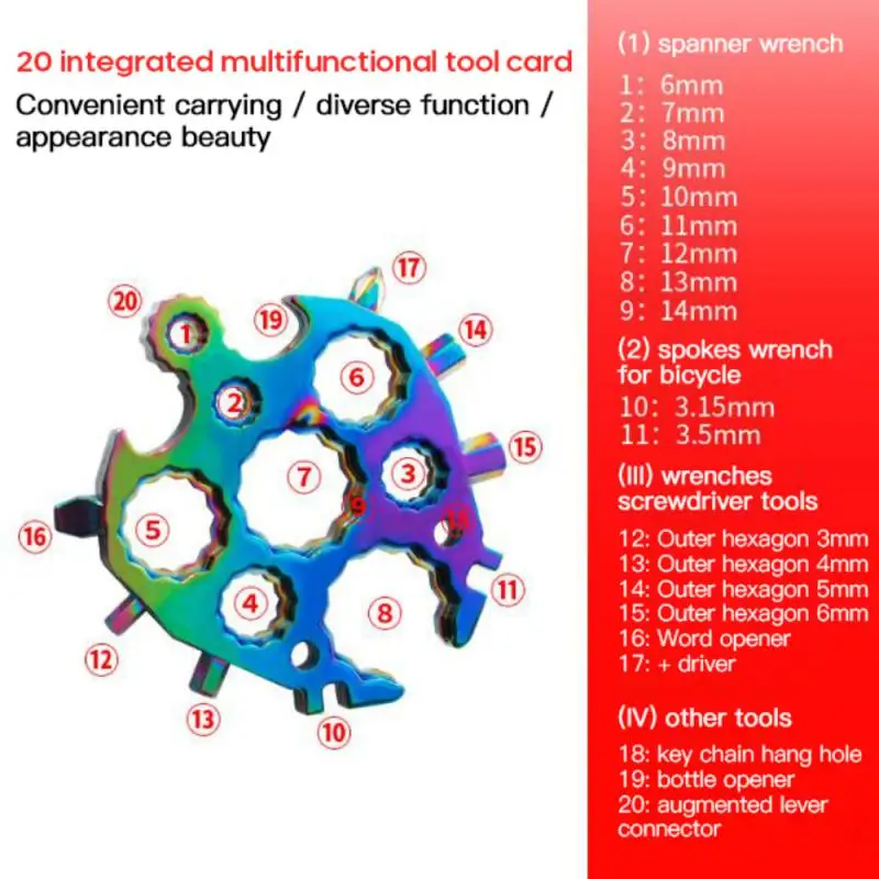 

20 In 1 Tool Household Multifunctional Turtle-shaped Octagonal Snowflake Wrench Snowflake Tool Card Combination Wrench Tool