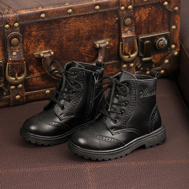 Осенне-зимние детские ботинки Martin из натуральной кожи Хлопковые с мягкой