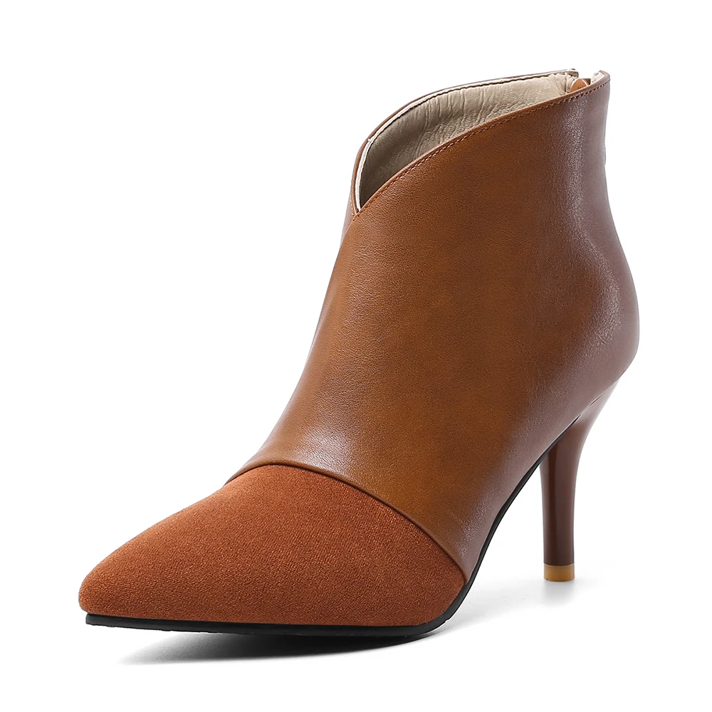 Женские ботильоны на высоком каблуке бежевые или коричневые Брендовые без