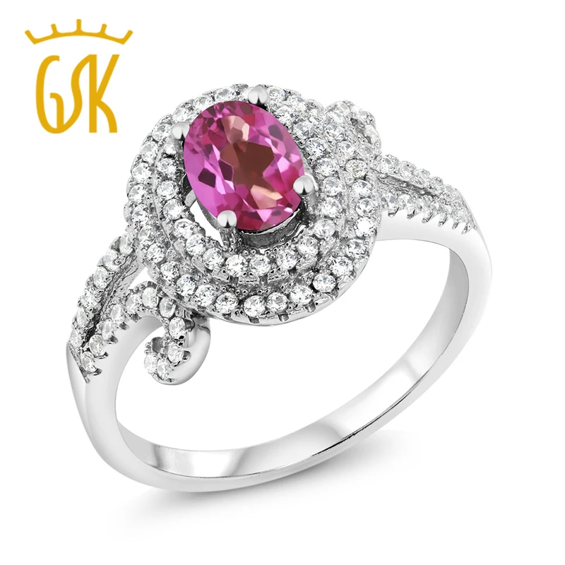 Фото Драгоценный камень 2 20 карат Овальный натуральный розовый Мистик Топаз кольцо
