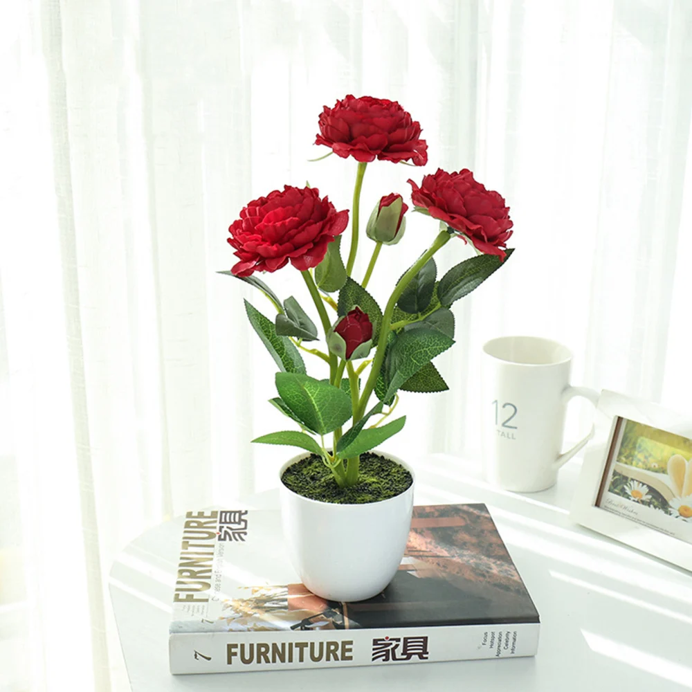 Искусственный букет с горшками пионов искусственные цветы kakeflower оконная книжная