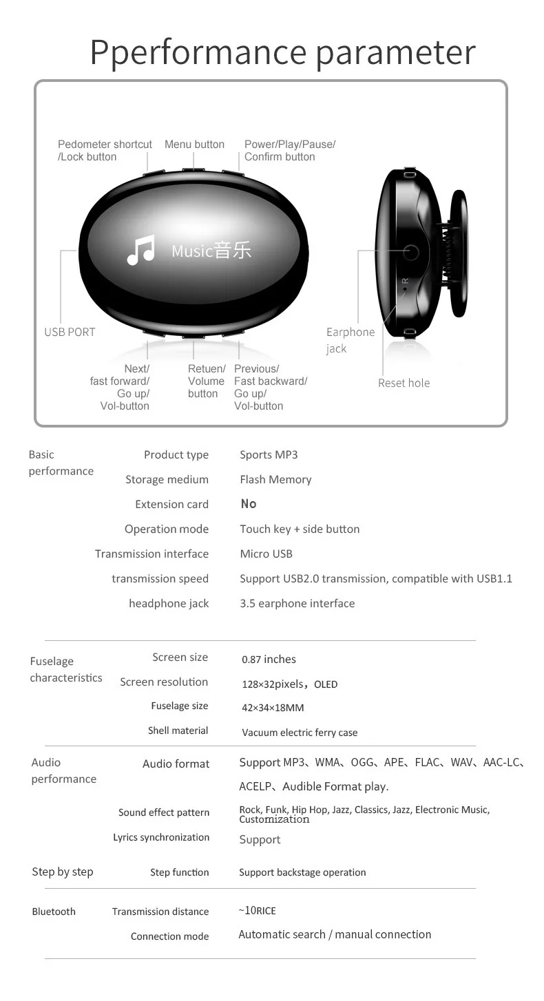 Спортивный mp3 мини зеркальный зажим usb mp3 плеер bluetooth с экраном FM радио flac Металл Портативный hifi mp 3 музыкальный плеер 8 Гб Клип 8g