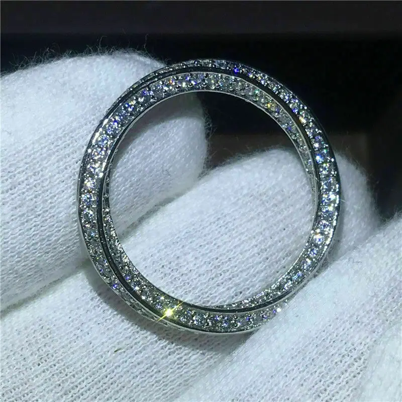 

Luxury Female White Crystal Stone Ring Classic Silver Color Thin Wedding Rings For Women Cute Bridal Geometric Engagement Ring