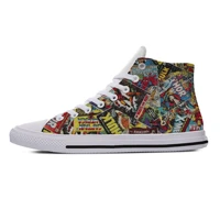 vintage comic book heroes 3d print novelty design lightweight high top canvas shoes men women casual breathable sneakers