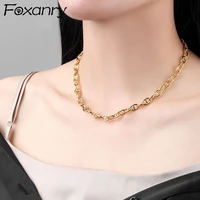 foxanry 925 stamp thick chain necklace for women new fashion hip hop couples hollow geometric rock party jewelry gifts