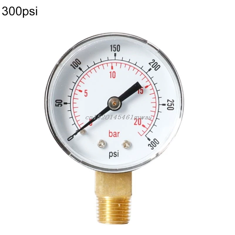 Манометр 52 мм с циферблатом 1/8 &quotBSPT вертикальный 0/15 30 60 100160300 PSI и бар нижним