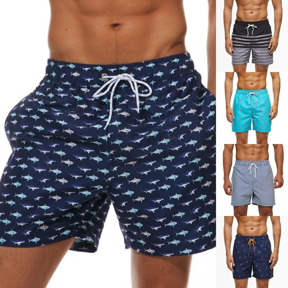 

New Summer Surf Trunks Plus Size Drawstring Swimwear For Male Swimsuit