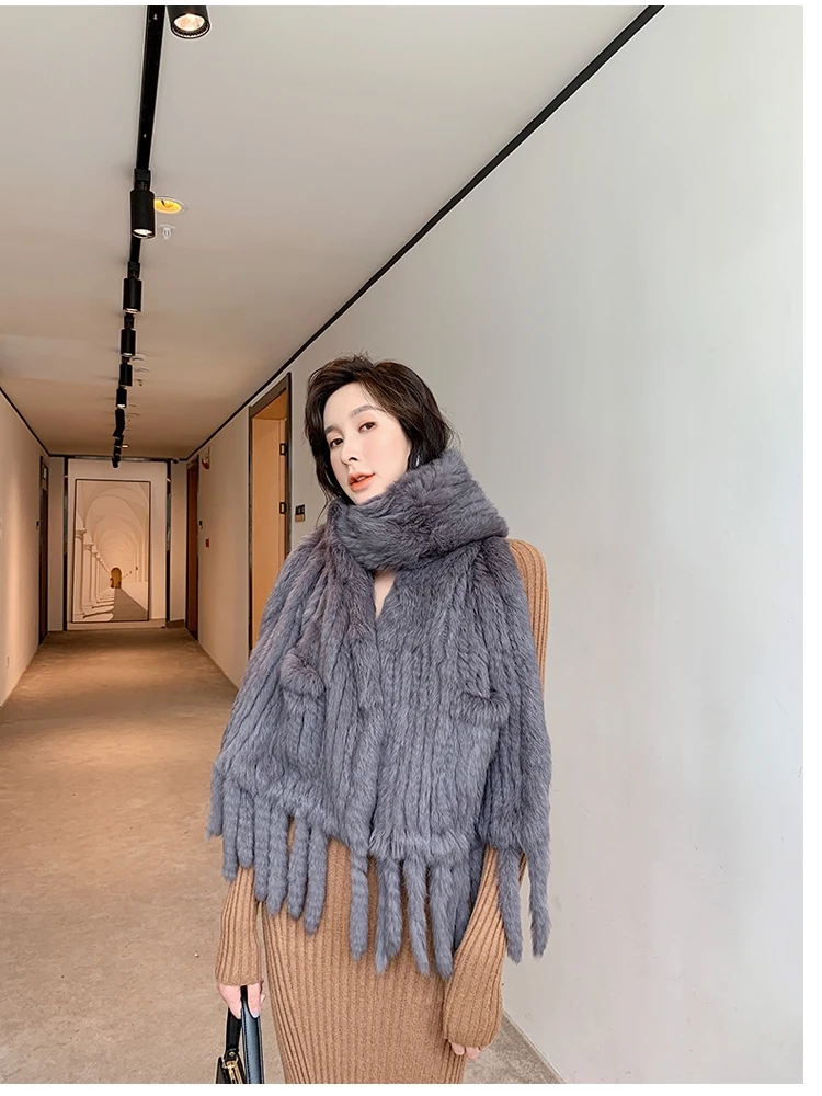 Новинка модное женское пончо из натурального кроличьего меха шаль пальто