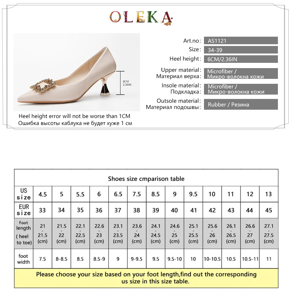 

OLEKA Elegant Style Pumps Shoes For Women Heels Basic Medium Metal Decoration Wedding Beautiful Spring Autumn Pointed ToeAS1121