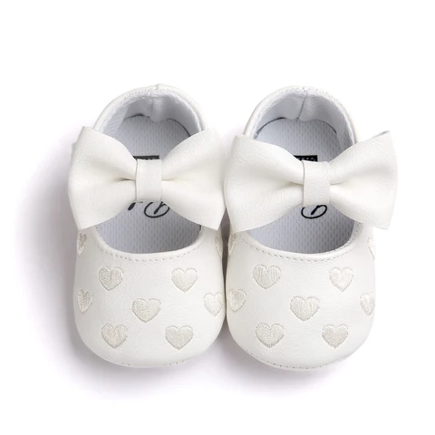 Туфли для новорожденных девочек, ПУ кожа, нескользящая Мягкая подошва, резина, хлопок, пинетки, обувь для первых шагов, 0-18 месяцев